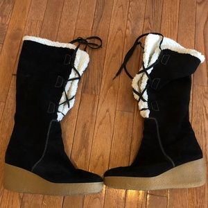 Michael Michael Kors Black Suede lace up boots